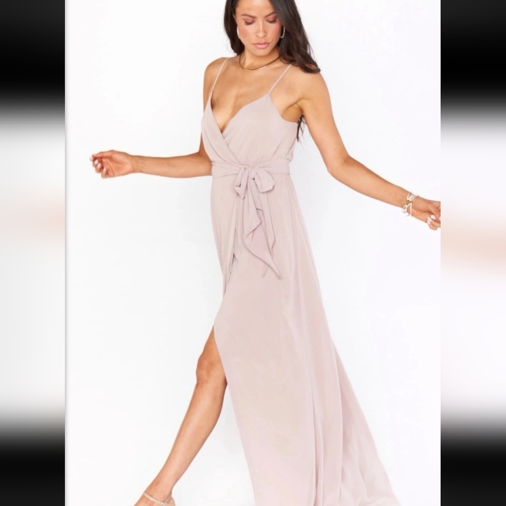 Show Me Your MUMU Liz Women Maxi Dress Soft Beige Chiffon Size Small